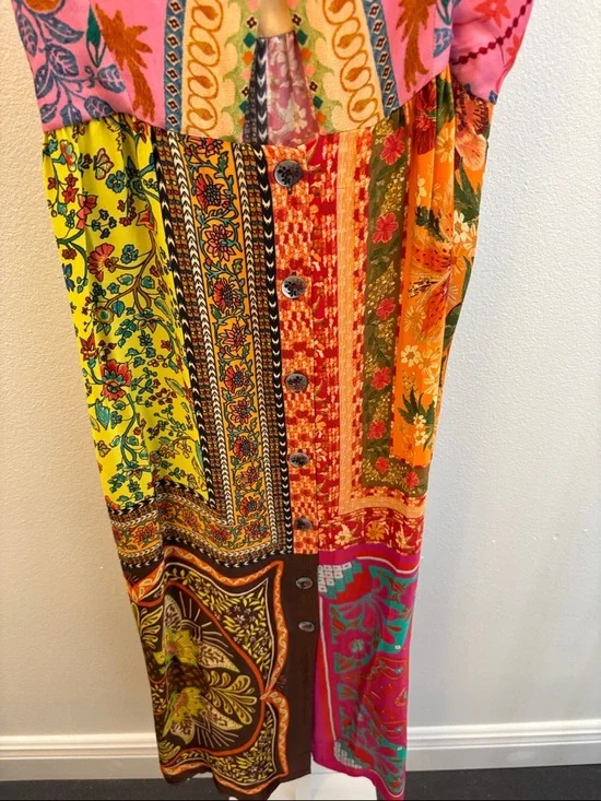 NWT Farm Rio Multicolor Mixed Scarves Ecovera Mini Dress SIZE LARGE NEW WITH TAG - Picture 4 of 9